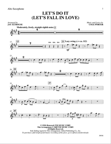 Let's Do It (Let's Fall in Love): E-flat Alto Saxophone