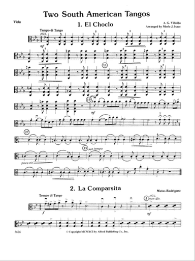 Two South American Tangos: Viola