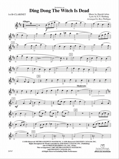 Variations on Ding Dong the Witch Is Dead (fromThe Wizard of Oz): 1st B-flat Clarinet