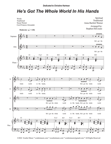 He's Got The Whole World In His Hands (Vocal Quartet - (SATB)