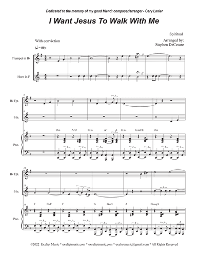 I Want Jesus To Walk With Me (Duet for Bb-Trumpet and French Horn)