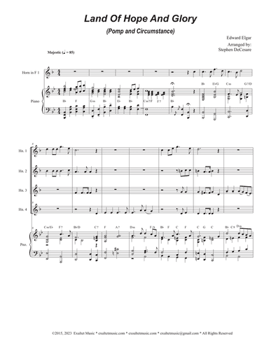 Land Of Hope And Glory (Pomp and Circumstance) (French Horn Quartet and Piano)