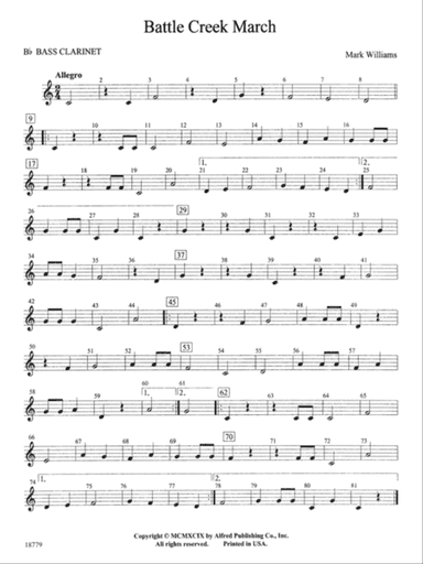 Battle Creek March: B-flat Bass Clarinet