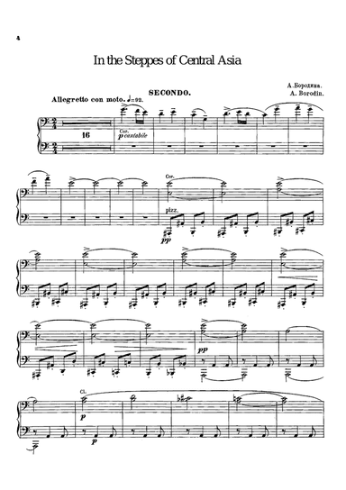 Borodin In the Steppes of Central Asia, for piano duet(1 piano, 4 hands), PB831