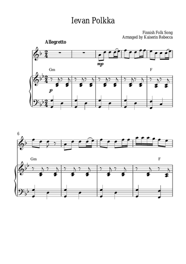 Ievan Polkka (English horn solo and piano accompaniment with chords)