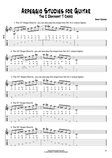 Arpeggio Studies for Guitar - The C Dominant 7 Chord