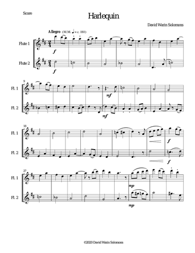 Harlequin Duo (Duetto d'Arlecchino) for 2 flutes