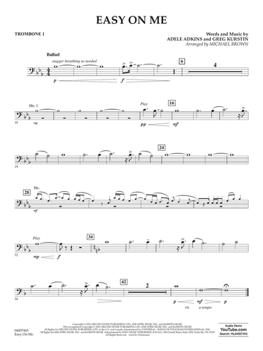 Easy on Me (arr. Michael Brown) - Trombone 1