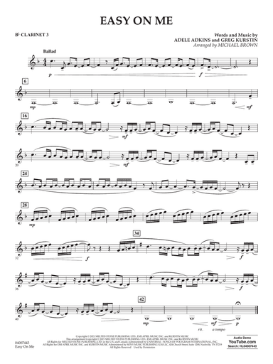 Easy on Me (arr. Michael Brown) - Bb Clarinet 3