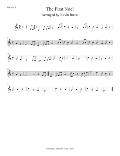 The First Noel (Easy key of C) Horn in F