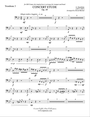 Concert Etude, Op. 49 (Solo Trumpet and Concert Band): 3rd Trombone