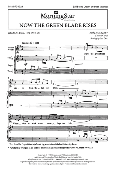 Now the Green Blade Rises (Choral Score)