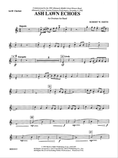 Ash Lawn Echoes (An Overture for Band): 1st B-flat Clarinet