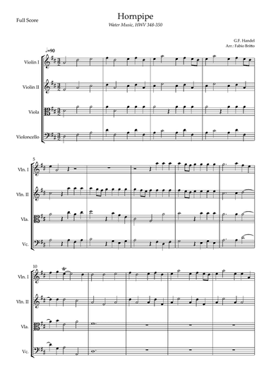 Hornpipe (G.F. Handel HWV 348-350) for String Quartet