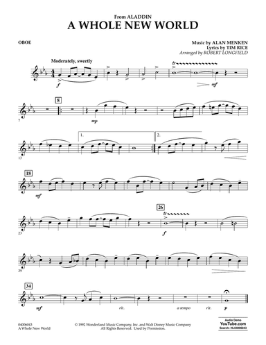 A Whole New World (from Aladdin) (arr. Robert Longfield) - Oboe