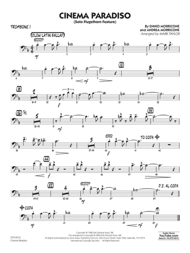 Cinema Paradiso (arr. Mark Taylor) - Trombone 1