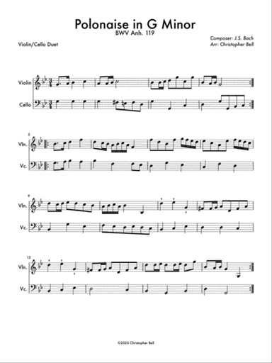 Polonaise in G minor, BWV Anh. 119 (Violin/Cello Duet)