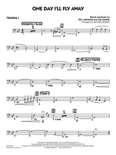One Day I'll Fly Away (from Moulin Rouge) (arr. Michael Brown) - Trombone 4