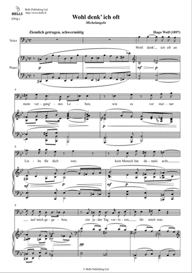 Wohl denk' ich oft (Original key. G minor)