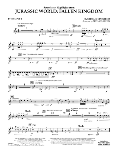 Highlights from Jurassic World: Fallen Kingdom (arr. Michael Brown) - Bb Trumpet 2