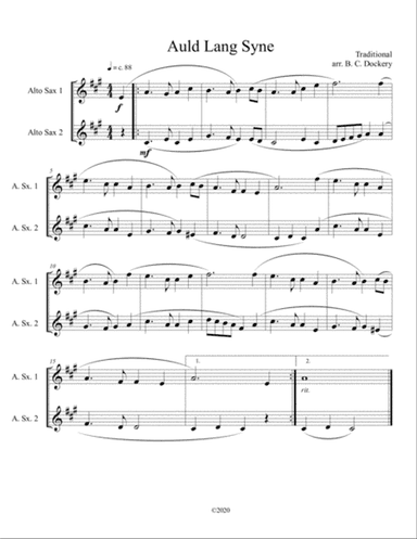 Auld Lang Syne (alto sax duet)