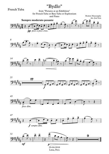 Bydlo for French Tuba and Piano