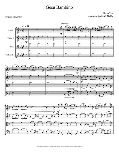 Gesu Bambino (Pastorale) - The Infant Jesus - String Quartet