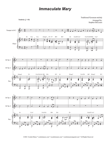 Immaculate Mary (Duet for Bb-Trumpet) (Easy Version)
