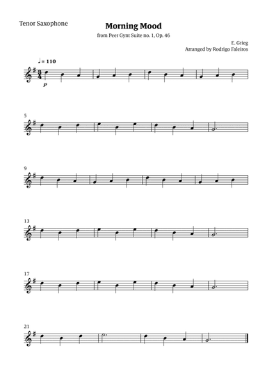 Morning Mood (solo tenor sax - level 1)
