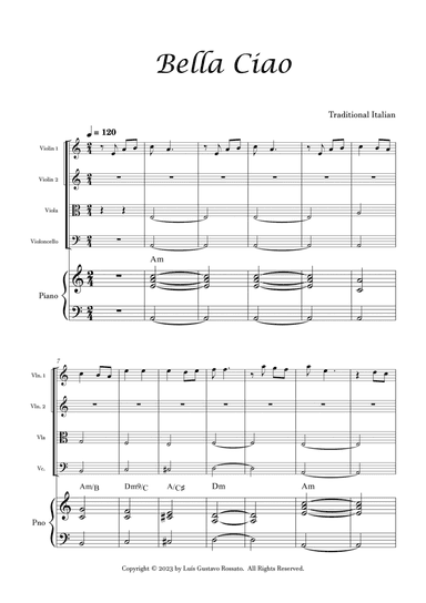 Bella Ciao - String Quartet and Piano