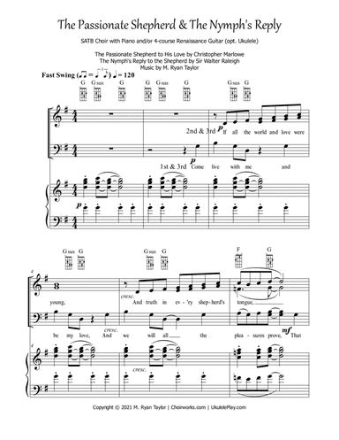 The Passionate Shepherd & The Nymph's Reply for SATB Choir & Piano (optional Renaissance Guitar)