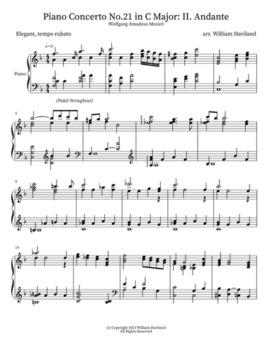 Piano Concerto No.21 in C Major K.467: II. Andante (arr. for solo piano)