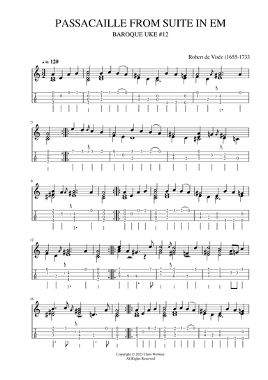 Baroque Uke #12 Passacaille in Em, Robert de Visée