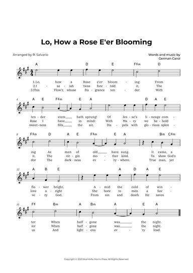 Lo, How a Rose E'er Blooming (Key of A Major)