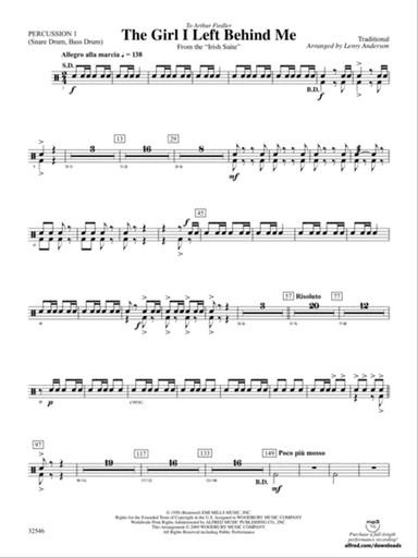 The Girl I Left Behind Me (from the Irish Suite): 1st Percussion