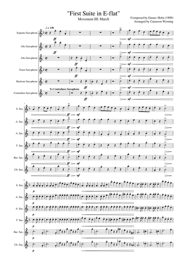 First Suite for Military Band in E-flat for Saxophone Ensemble