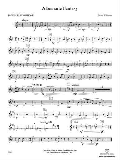 Albemarle Fantasy: B-flat Tenor Saxophone