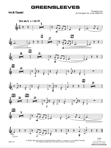 Greensleeves: 4th B-flat Trumpet