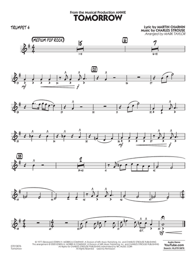 Tomorrow (from Annie) (arr. Mark Taylor) - Trumpet 4