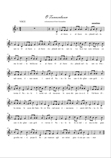 O Tannenbaum. Voice and piano