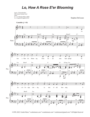 Lo, How A Rose E'er Blooming (Unison choir)
