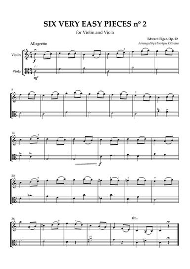 Six Very Easy Pieces nº 2 (Allegretto) - Violin and Viola
