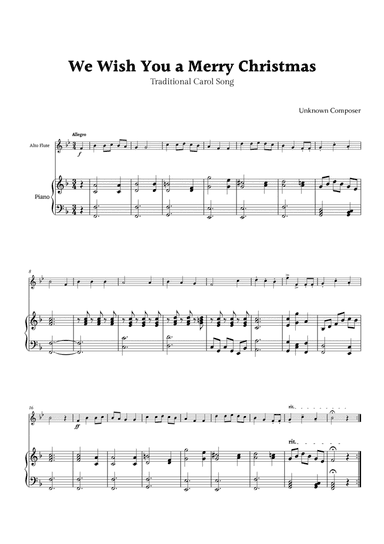 We Wish you a Merry Christmas for Alto Flute and Piano