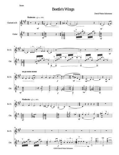 Beetle's Wings for clarinet and guitar