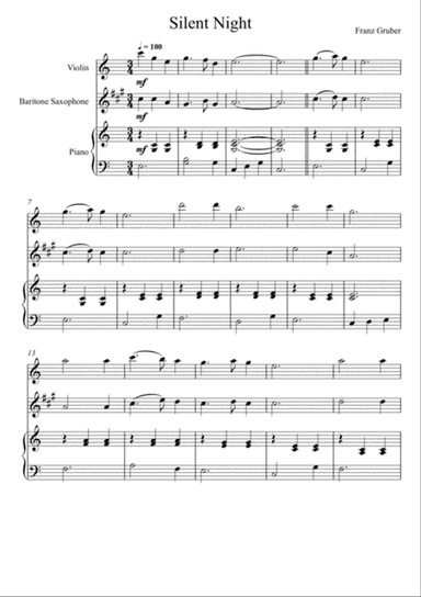 Franz Gruber - Silent Night (Violin and Baritone Saxophone Duet)