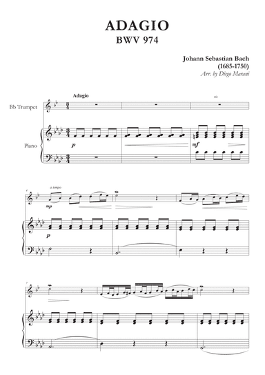 Adagio from BWV 974 for Trumpet and Piano