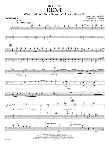 Music from Rent (arr. Jay Bocook) - Trombone 1