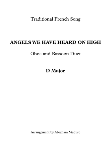 Angels We Have Heard On High Oboe and Bassoon Duet