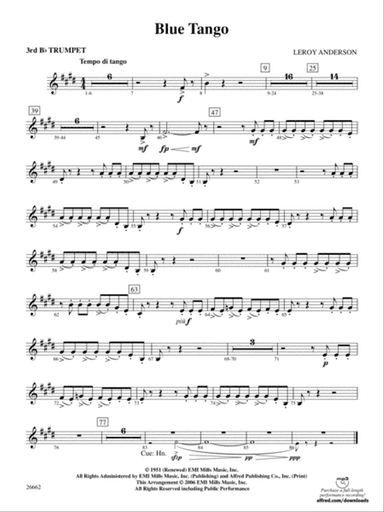 Blue Tango: 3rd B-flat Trumpet