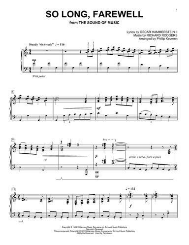 So Long, Farewell (from The Sound Of Music) (arr. Phillip Keveren)